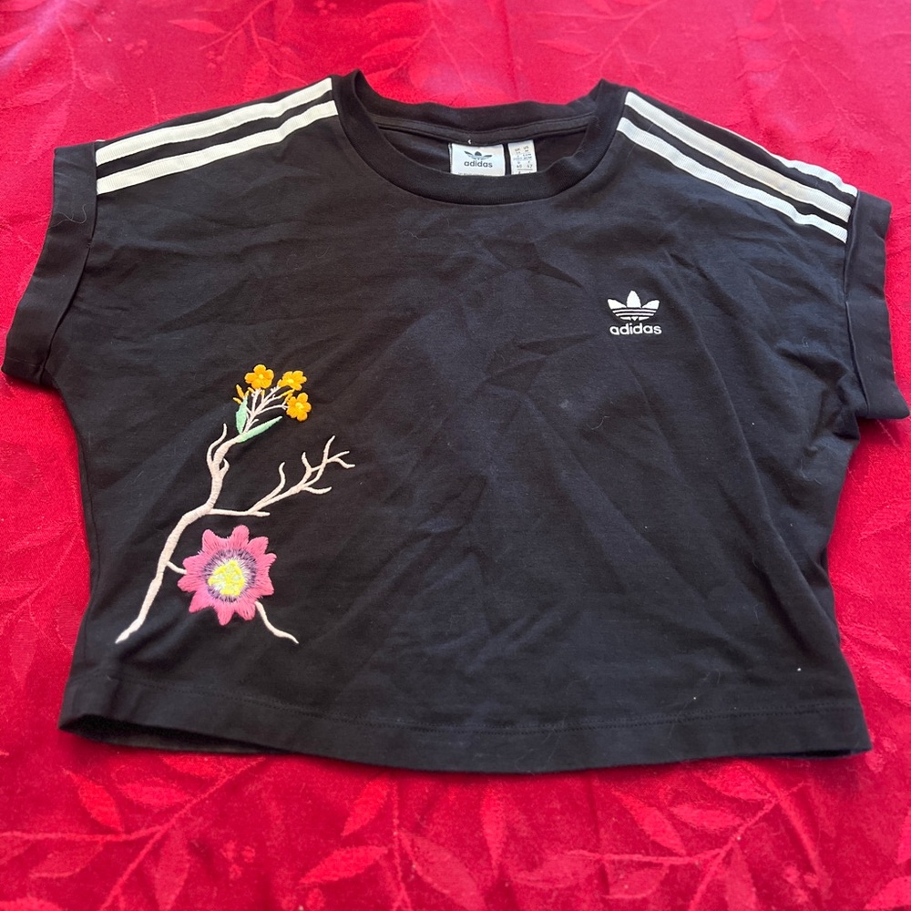 Medium Adidas Floral Embroidered Crop Top